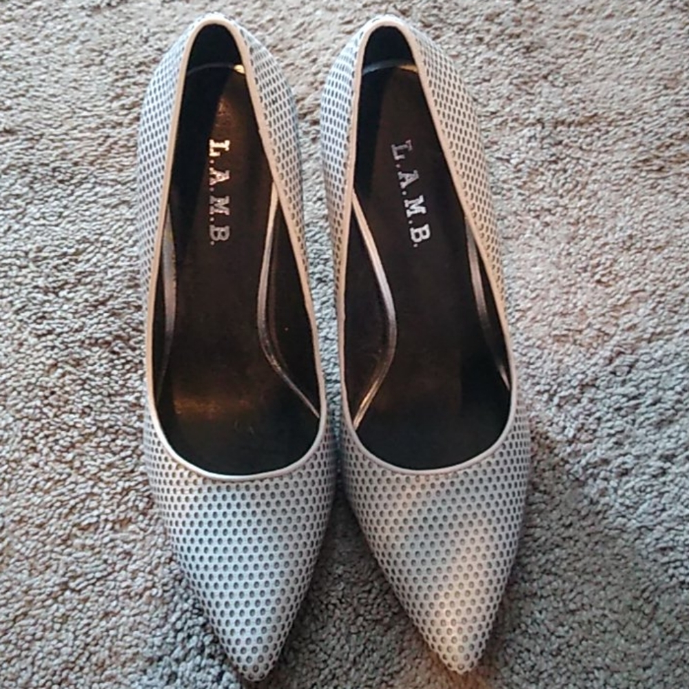 L.A.M.B light gray heels